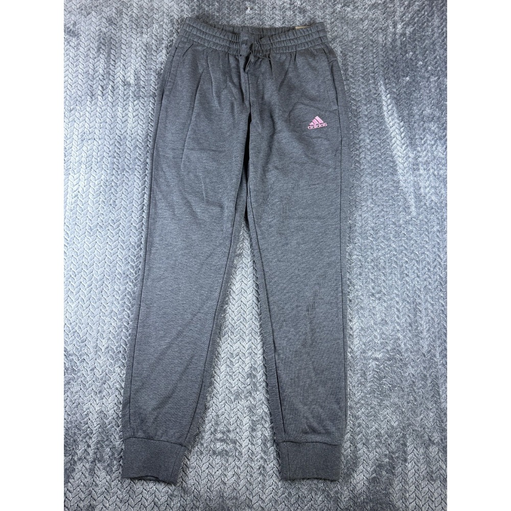 Adidas Essentials Slim Tapered Jogger Pants Womens S Gray French Terry H07856
